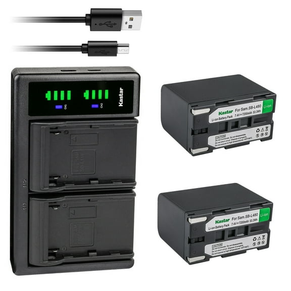 Kastar 2-Pack SB-L480 Battery and LTD2 USB Charger Compatible with Samsung VM-A3400T, VM-A350, VM-A400, VM-A5500, VM-B110, VM-B300, VM-B310, VM-B350, VM-B360, VM-B5700, VM-C170, VM-C300 Camera