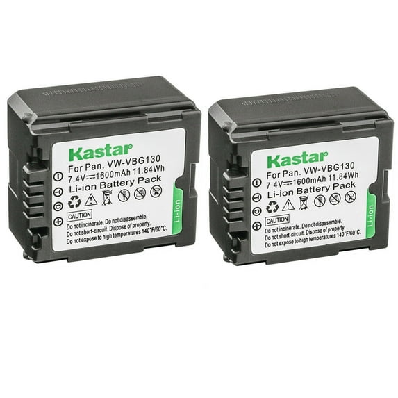 Kastar 2-Pack VW-VBG130 Battery Replacement for Panasonic HDC-TM300, HDC-TM300K, HDC-TM300P, HDC-TM300PC, HDC-TM350, HDC-TM650, HDC-TM700, HDC-TM700K, HDC-TM750, HDC-TMT750GK, NV-GS90 Camera