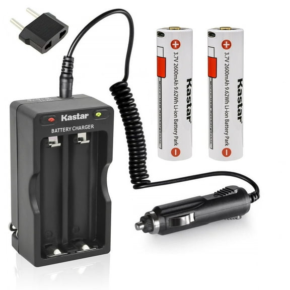 Kastar 2Pack Battery + Travel Charger Replacement for KLARUS XT11S XT2C-FR XT11R A1 EP9 EP10 EP11 HL1 XT15, Nitecore Li-Ion Battery with Micro-USB NL1826R, Coast ZX850 Battery with Micro-USB