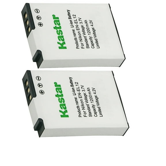 Kastar 2ack EN-EL12 Battery Replacement cement for Nikon Coolpix AW100s, Coolpix AW110, Coolpix AW110s, Coolpix AW120, Coolpix AW120s, Coolpix AW130, Coolpix AW130s, Coolpix P300, Coolpix P310 Camera