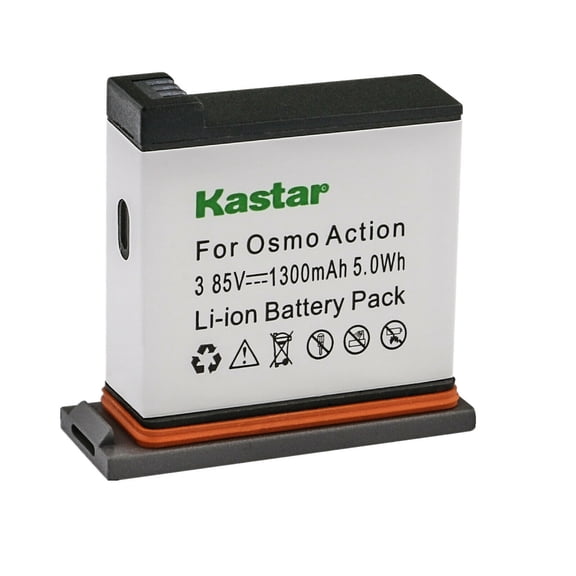 Kastar 3.85V 1300mAh Battery Replacement for DJI AB1 and DJI OSMO Action Camera, DJI OSMO 4K Waterproof WiFi HDR Video 145° Angle Black, DJI Osmo Action - 4K Action Cam 12MP Digital Camera