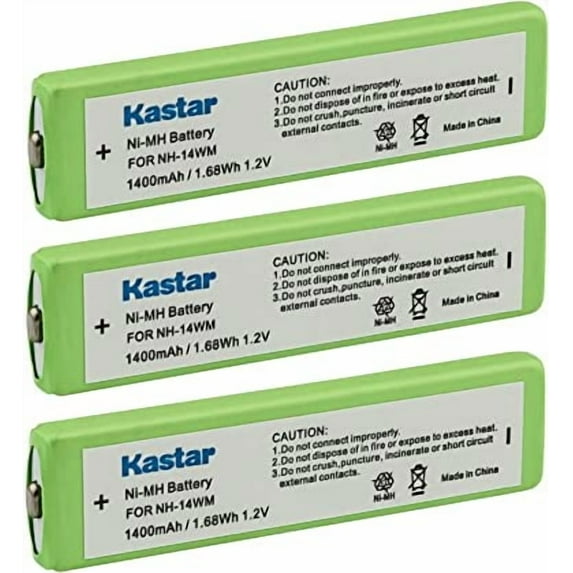 Kastar 3-Pack 7/5F6 1.2V Ni-MH Battery Replacement for P3GAVA/2B, SJM80, SJMJ7, SJMJ70, SJMJ88, SJMR100, SJMR200, SJMR220, SJSW90MD, SJSW9M, SLMP30, Sanyo HF-A1U 1400, Twicell Slim 1400