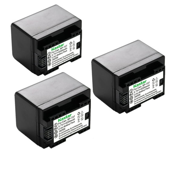 Kastar 3-Pack BP-727 Battery 3.7V 3200mAh Replacement for Canon VIXIA HF M50 HFM50, VIXIA HF M52 HFM52, VIXIA HF M500 HFM500, VIXIA HF R30 HFR30, VIXIA HF R32 HFR32, VIXIA HF R36 HFR36 Camera