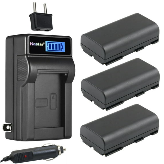 Kastar 3-Pack BP-911 BP-915 Battery and LCD AC Charger Compatible with Canon OS C500 PL, ES50, ES55, ES60, ES65, ES75, ES300V, ES410V, ES420V, ES520A, ES4000, ES5000, ES6000, ES6500V, ES7000ES