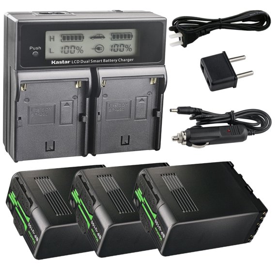 Kastar 3-Pack BP-U100 Battery and AC LCD Dual Fast Charger Compatible with Sony PXW-FS5 PXW-FS5K PXW-FS5M2 PXW-FS7 PXW-FS7K PXW-FS7M2 PXW-FS7M2K PXW-FX6 PXW-FX9 XDCAM PXW-FX9K PXW-X160 PXW-X180 Camera