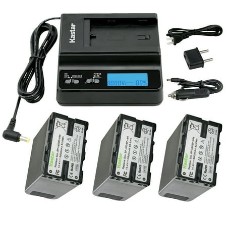 Kastar 3-Pack BP-U66 U60 Battery and LCD Multifunction Fast Charger Compatible with Sony PMW-F3 PMW-F3K PMW-F3L XDCAM EX HD422 PHU-60K ILME-FX6 PXW-FS5 PXW-FS5K PXW-FS5M2 PXW-FS7 PXW-FS7K Camera