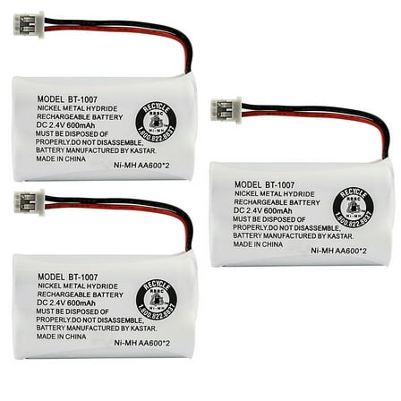 Kastar 3-Pack BT-1007 Battery Replacement for Uniden DECT 6.0 Phone DECT1560-3 DECT1560-3S DECT1560-4 DECT1580 DECT1580-2 DECT1580-3 DECT1580-4 DECT1580-4C DECT1580-4WXT DECT1580-5 DECT1580-6