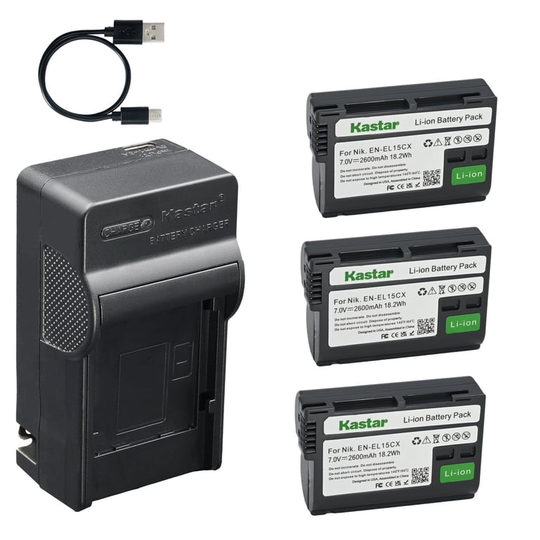 Kastar 3-Pack Battery and AC & USB-C Charger, Compatible with
