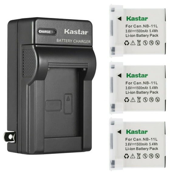 Kastar 3-Pack Battery and AC Wall Charger Compatible with Canon SX400 IS, SX410 IS, SX420 IS, ELPH 110 HS, ELPH 115 IS, ELPH 120 IS, ELPH 130 IS, ELPH 135, ELPH 140 IS, ELPH 150 IS, ELPH 160 Cameras