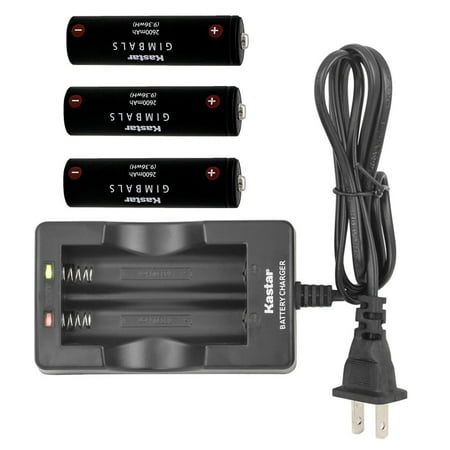 Kastar 3-Pack Battery and AC Wall Charger Replacement for Manfrotto MVG460 & MVG460FFR, XHDATA D-808 AM/FM, GMB-B117, GMB-B118 Battery, EVO GP GP-PRO RAGE3 Gimbal, EVO RAGE (Gen 1) Gimbal