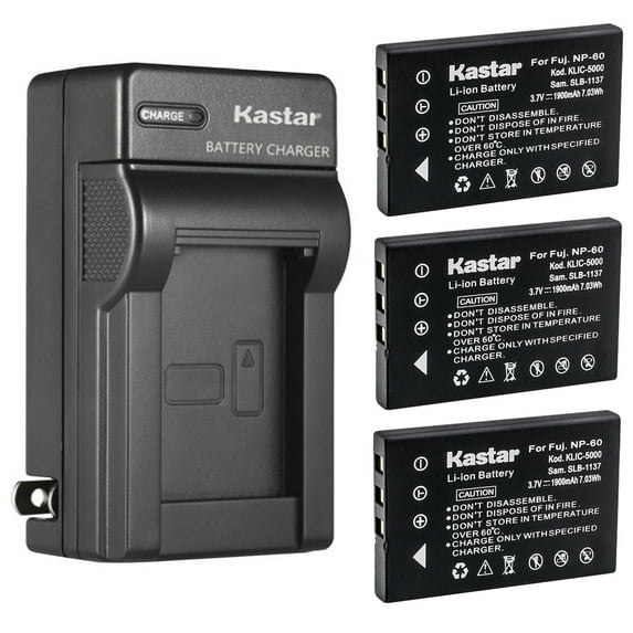 Kastar 3-Pack Battery and AC Wall Charger Replacement for DDV-730, DDV-7300, DDV-9000, DDV-A7000, DDV-C511, DDV-D7A, DDV-D7B, DDV-DL11M, DDV-H10, DDV-H10Z, DDV-H20, DDV-H82Z, DDV-H9, DDV-M1