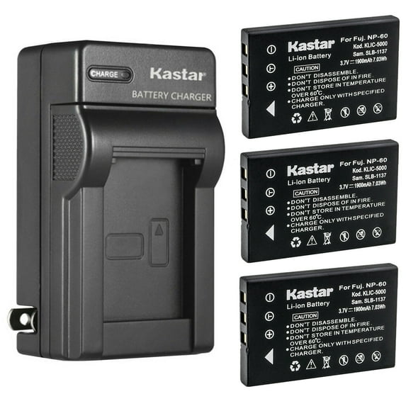 Kastar 3-Pack Battery and AC Wall Charger Replacement for DXG DXG-505V DXG-521 DXG-571V DXG-581V DXG-589V DVV-581 DVH-582 Camera, Listen Technologies LA-365