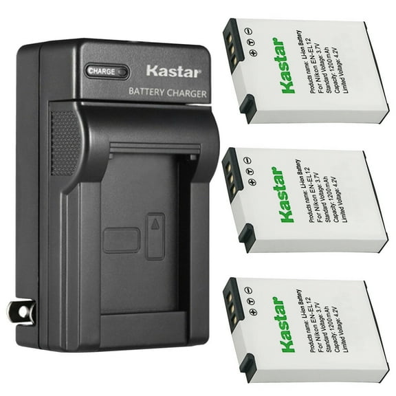 Kastar 3-Pack Battery and AC Wall Charger Replacement for Nikon EN-EL12 ENEL12 Battery, Nikon MH-65 MH-65P Charger, Nikon Coolpix S9600, Coolpix S9700, Coolpix S9 Camera