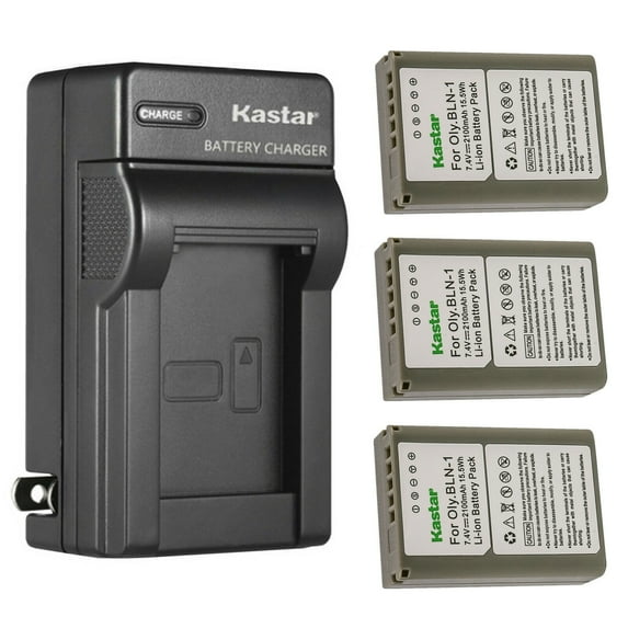 Kastar 3-Pack Battery and AC Wall Charger Replacement for Olympus BLN-1 BLN1 Battery, BCN-1 BCN1 Charger, Olympus M-D E-M1, OM-D E-M5, OM-D E-M5 Mark II, OM-D E-M5 Mark III, PEN E-P5, PEN-F Cameras