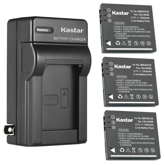 Kastar 3-Pack Battery and AC Wall Charger Replacement for Panasonic Lumix DMC-FS5 DMC-FS5EG-K DMC-FS5EG-R DMC-FS5EG-S DMC-FS5GK DMC-FS5K DMC-FS5R DMC-FS5S, Lumix DMC-FS20 DMC-FS20EG-K DMC-FS20EG-S