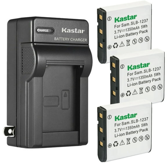 Kastar 3-Pack Battery and AC Wall Charger Replacement for Samsung SLB-1237 SLB1237 Battery, Samsung Digimax L55, Digimax L55W, Digimax L85 Digital Cameras