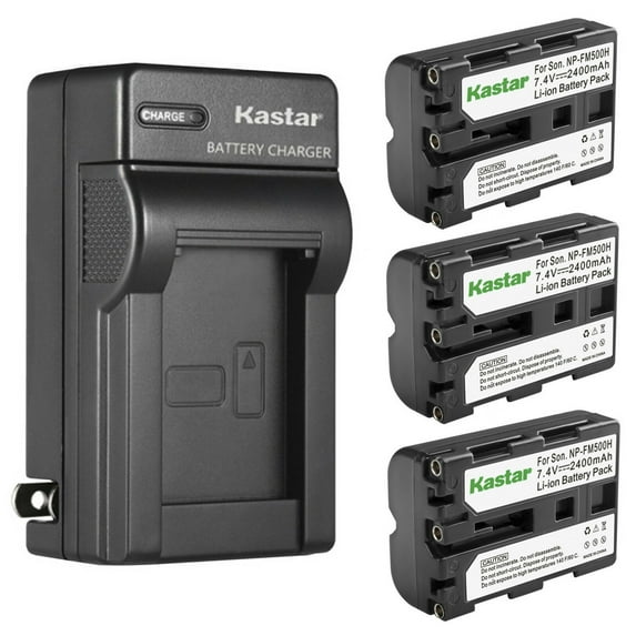 Kastar 3-Pack Battery and AC Wall Charger Replacement for Sony DSLR-A350B, DSLR-A350H, DSLR-A350K, DSLR-A350X, DSLR-A450, α450, Alpha A450, DSLR-A450L, DSLR-A450Y, DSLR-A500, α500, Alpha A500