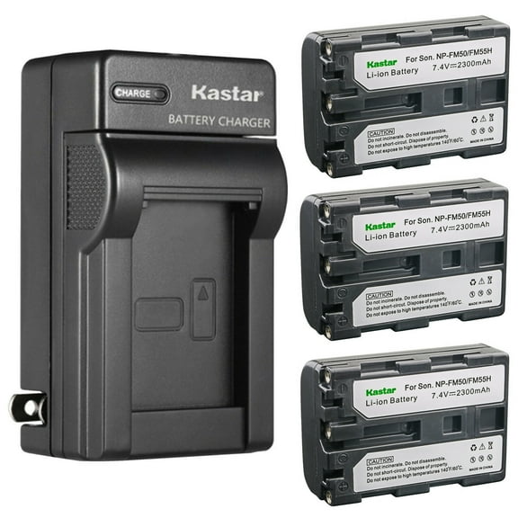 Kastar 3-Pack Battery and AC Wall Charger Replacement for Sony NP-FM30, NP-FM50, NP-FM55H, NP-QM50, NP-QM51, NP-FM70, NP-FM71, NP-QM71, NP-QM71D, NP-FM90, NP-FM91, NP-QM91, NP-QM91D Battery