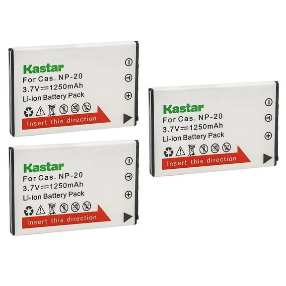 Kastar 3-Pack Battery CNP-20 Replacement for Casio Exilim EX-Z60, Exilim EX-Z65, Exilim EX-Z70, Exilim EX-Z75, Exilim EX-Z77, Exilim EX-M1, Exilim EX-M2, Exilim EX-M20 Camera