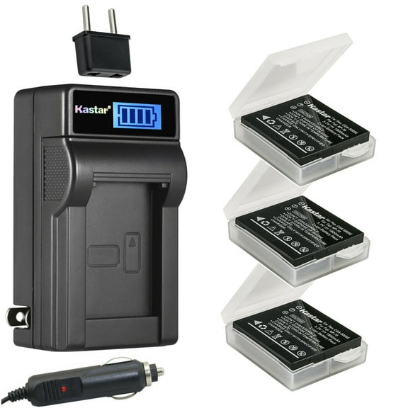 Kastar 3-Pack Battery and LCD AC Charger Compatible with Ricoh DB-60 DB-65 Battery, Ricoh BJ-6 Charger, Ricoh Caplio R4, Caplio R40, GR, GR Digital, GR Digital II, GR Digital III, GR Digital IV Camera