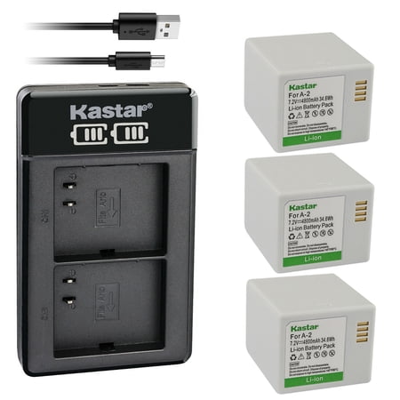 Kastar 3-Pack Battery and LCD Dual USB Charger Replacement for Arlo Go Wireless Verizon LTE Mobile HD Security Camera Night Vision Weatherproof, Netgear Arlo Go 4030 Verizon HD Indoor Outdoor Camera