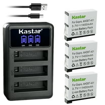 Kastar 3 Pack Battery and LCD Triple USB Charger Compatible with Gopro4 Hero4, AHDBT-401, AHBBP-401 Battery, HERO4 Black, Hero 4 HD Black, HERO4 Silver, Hero 4 HD Silver Action Sport Camera