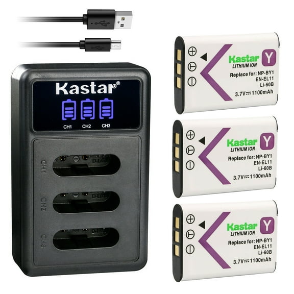 Kastar 3 Pack Battery and LCD Triple USB Charger Compatible with Ricoh DB-80 DB80 Battery, RICOH BJ-8 BJ8 Charger, RICOH R50 Digital Camera