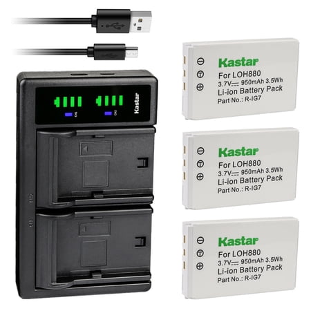 Kastar 3-Pack Battery and LTD2 USB Charger Compatible with Logitech 1903040000 190304-200 190304200 190304-2000 1903042000 1903042001 815000037 994000033 F12440023 HHD10010 K43D M36B M41B MSE10007