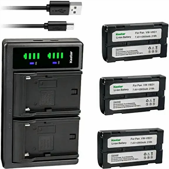 Kastar 3-Pack Battery and LTD2 USB Charger Replacement for PV-D700, PV-D710, PV-D710, PV-DBP5, PV-DBP5, PV-DV1000, PV-DV700, PV-DV710, PV-DV950 PV-SD4090, PV-SD5000, VM-VBD1, VW-VBD1, VW-VBD1E