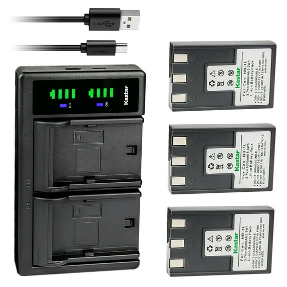Kastar 3-Pack Battery and LTD2 USB Charger Replacement for Canon Digital IXUS V2, Digital IXUS V3, Digital IXUS VII, PowerShot S200, PowerShot S230, PowerShot S300, PowerShot S330 Cameras