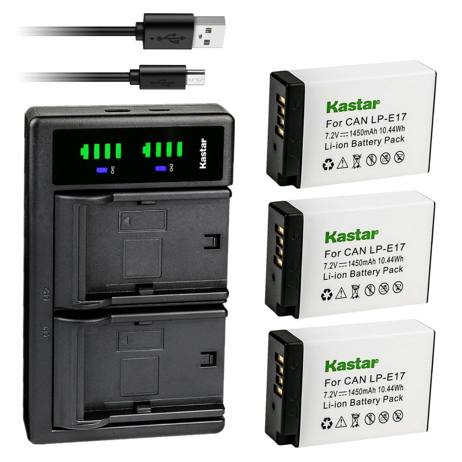 Kastar 3-Pack Battery and LTD2 USB Charger Replacement for Canon LP-E17 ...