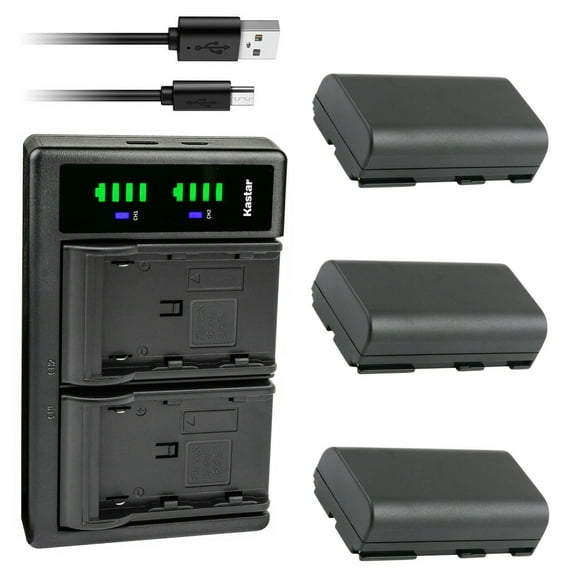 Kastar 3-Pack Battery and LTD2 USB Charger Replacement for Canon XV1, XV2, C2, FV1, DM-MV1, DM-MV10, DM-MV20, E1, E2, E30, E65AS, EOS C100, EOS C100 Mark II, EOS C300, EOS C300 PL, EOS C500