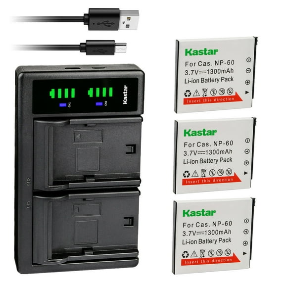 Kastar 3-Pack Battery and LTD2 USB Charger Replacement for Casio Exilim EX-FS10, Exilim EX-FS10BE, Exilim EX-FS10GY, Exilim EX-FS10RD, Exilim EX-S10, Exilim EX-S12, Exilim EX-Z29, Exilim EX-Z29BE