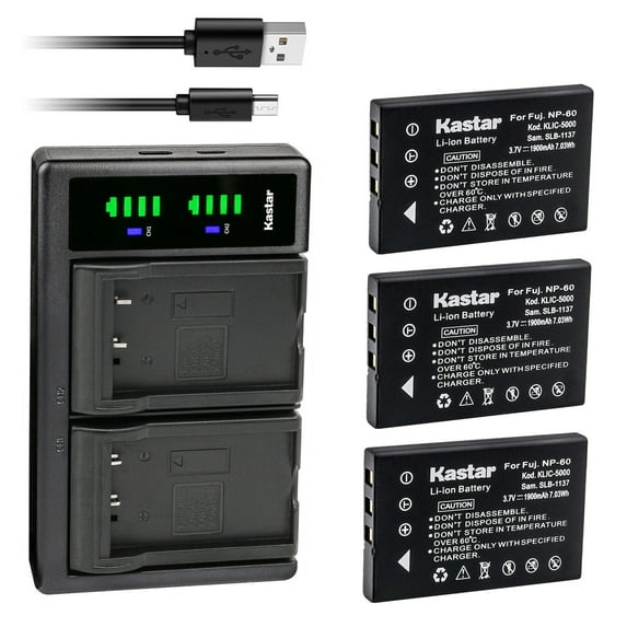 Kastar 3-Pack Battery and LTD2 USB Charger Replacement for PhotoStar N729, PhotoStar N729B, PhotoStar N820, PhotoStar VC001, PhotoStar VC004, A-23002, DV30HD, DC 5330, DC C50, DC C60, S20, S20B