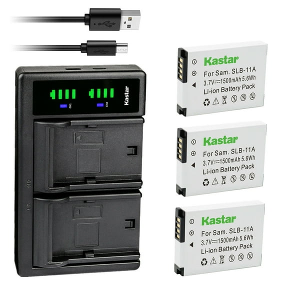 Kastar 3-Pack Battery and LTD2 USB Charger Replacement for Samsung SLB-11A SLB11A Battery, Samsung TL350, TL500, WB600, WB610, WB650, WB660, WB700, WB1000, WB2000, WB5000, WB5500 Digital Camera