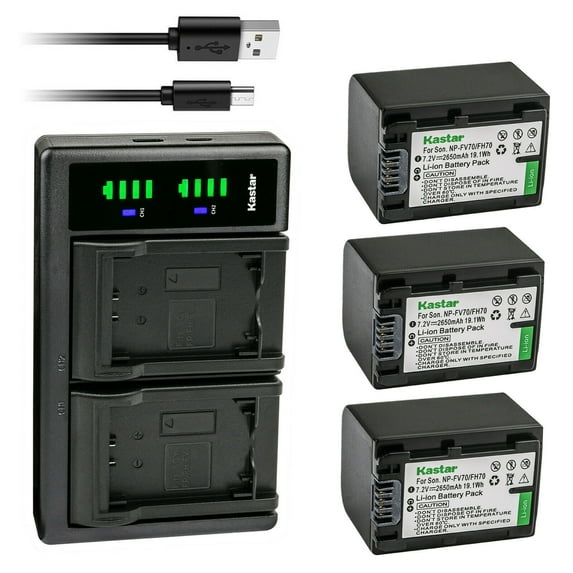 Kastar 3-Pack Battery and LTD2 USB Charger Replacement for Sony DCR-DVD705, DCR-DVD708, DCR-DVD710, DCR-DVD755, DCR-DVD803, DCR-DVD805, DCR-DVD808, DCR-DVD810, DCR-DVD850, DCR-DVD905, DCR-DVD908