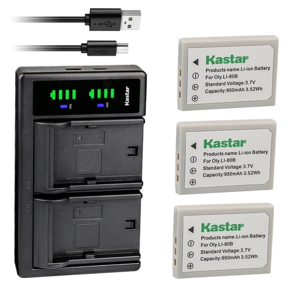 Kastar 3-Pack Battery and LTD2 USB Charger Replacement for TRAVELER DC-5080, DC-7080, Slimline X4, Slimline X5, Slimline X6, Slimline XT, Super Slim XS7 Camera