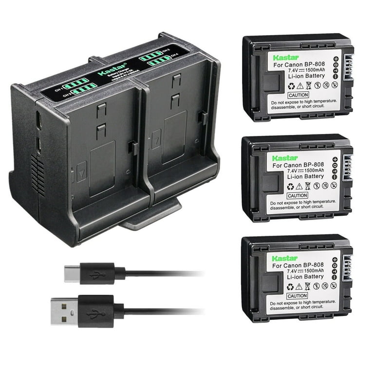 Kastar 3-Pack Battery and Quadruple Charger Compatible with Canon
