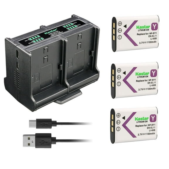 Kastar 3-Pack Battery and Quadruple Charger Compatible with Pentax D-LI78 DLi78 Battery, Pentax D-BC78 Charger, Pentax Optio L50 Optio M50 Optio M60 Optio S1 Optio V20 Optio W60 Optio W80 Cameras