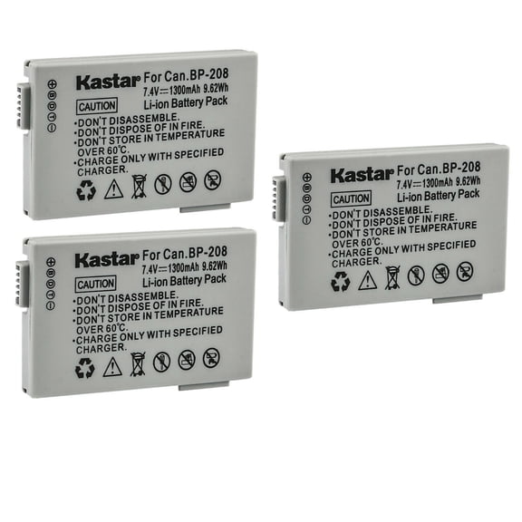 Kastar 3-Pack Battery Replacement for Canon BP-208 BP-208DG BP-308 BP-310 BP-315 Battery, Canon Optura S1 VIXIA HR10 DC10 DC19 DC20 DC21 DC22 DC40 DC50 DC51 DC95 DC100 DC200 DC201 DC210 DC211 Cameras