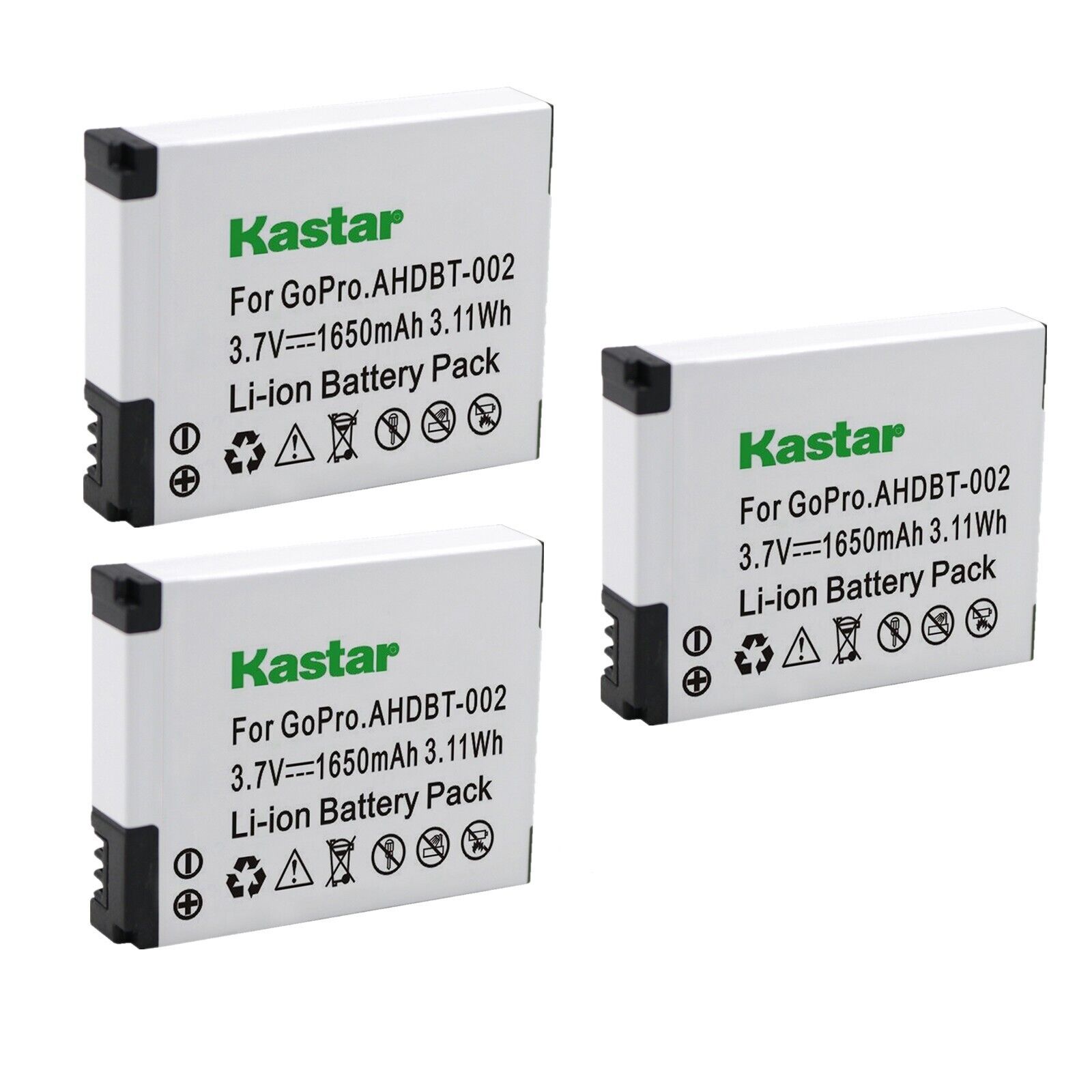 Kastar AHDBT-002 Battery (3-Pack) Replacement for GoPro AHDBT-001 ...
