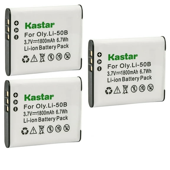 Kastar 3-Pack Battery Replacement for Olympus Li-50B Panasonic VW-VBX090 Pentax D-Li92 Battery, Olympus Li-50C Panasonic VW-VBX090 Pentax D-BC92 Charger
