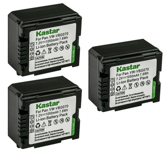 Kastar 3-Pack Battery Replacement for Panasonic Lumix DMC-L10KEB-K, DMC-L10KEG-K, AG-AC7, AG-AF100, AG-AF105A, AG-AC130, AG-AC130A, AG-AC130AEJ, AG-AC130AP, AG-AC160, AG-AC160A, AG-AC160AEJ