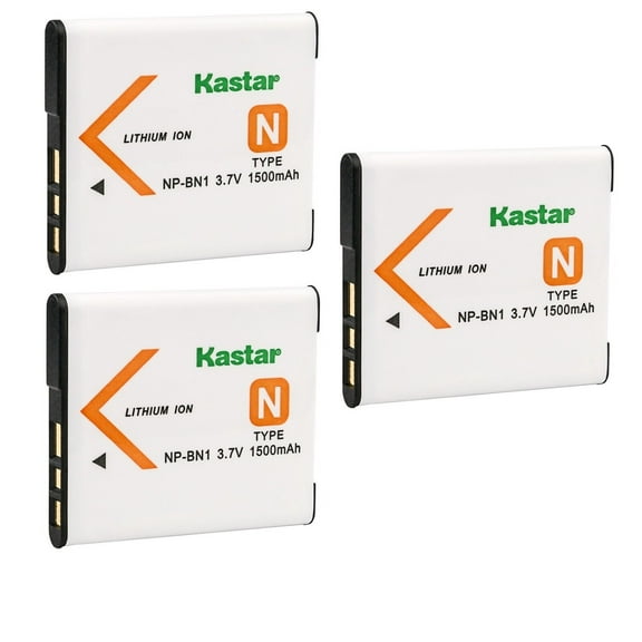 Kastar 3-Pack Battery Replacement for Sony NP-BN1 NPBN1, Type N Battery, Sony BC-CSN, BC-CSNB Charger, Sony Cyber-shot DSC-WX150, Cyber-shot DSC-WX200, Cyber-shot DSC-WX220, Cyber-shot DSC-J10