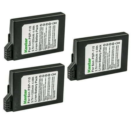Kastar 3-Pack Battery Replacement for Sony PSP-S110, PSPS110 Battery, Sony PSP 2000, PSP 2001, PSP 2002, PSP 2003, PSP 2004, PSP 2005, PSP 2006, PSP 2007, PSP 2008, PSP 2009, PSP 2010, PSP 3000
