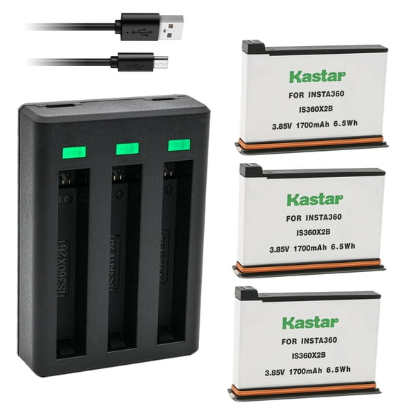 Kastar 3-Pack Battery and Triple USB Charger Compatible with Insta 360 ONE X2 Rechargeable Lithium Polymer Battery, Insta360 ONE X2 Action Camera (Non-Waterproof)