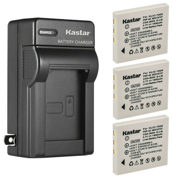 Kastar 3-Pack Battery and AC Wall Charger Replacement for Kodak KLIC-7005, Kodak K7600-C (1615350) Charger, Kodak EasyShare C763 Digital Camera