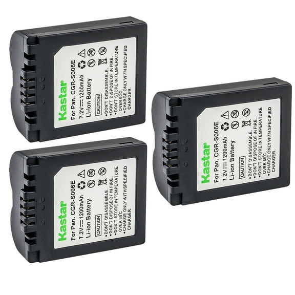 Kastar 3-Pack CGA-S006 Battery Replacement for Panasonic Lumix DMC-FZ50EEK, Lumix DMC-FZ50EES, Lumix DMC-FZ50EF, Lumix DMC-FZ50EGM, Lumix DMC-FZ50K, Lumix DMC-FZ50S Camera