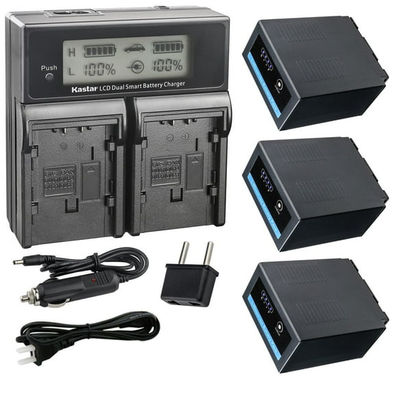 Kastar 3-Pack CGR-D54 Pro Battery and CH04 Fast Charger Compatible with Panasonic AG-AC8PJ AG-AC30 AG-AC90 AG-AC90P AG-AC90PJ AG-AC90PX AG-DVC7 AG-DVC7P AG-DVC15 AG-DVC15P AG-DVC30 AG-DVC30E Camera