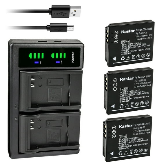 Kastar 3-Pack D-Li106 Battery and LTD2 USB Charger Replacement for Pentax D-Li106 Battery, Pentax MX-1, X90 Digital Camera